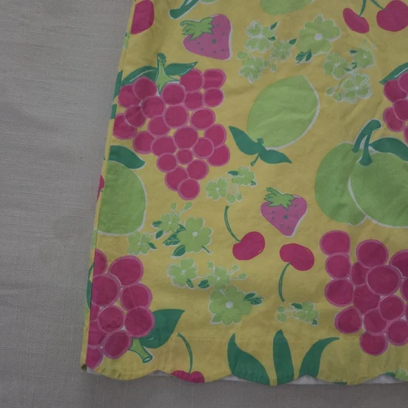 Lilly Pulitzer Yellow Pink Sleeveless Fruit Pattern Sundress Casual Girls 8